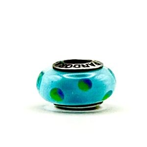 Pandora Teal Polka Dot Murano Glass Charm # 790605 S925